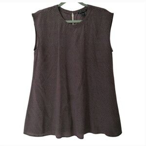 Eileen Fisher Silk Maroon Patterned Sleeveless Blouse - Petite 2/4